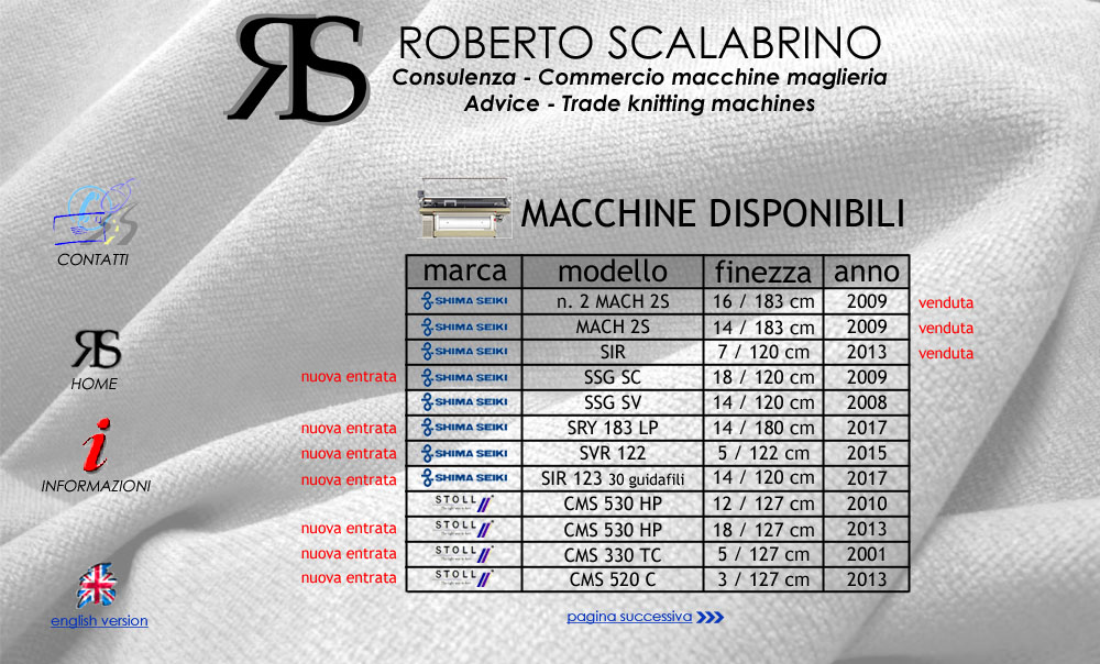 Ditta Roberto Scalabrino macchine disponibili